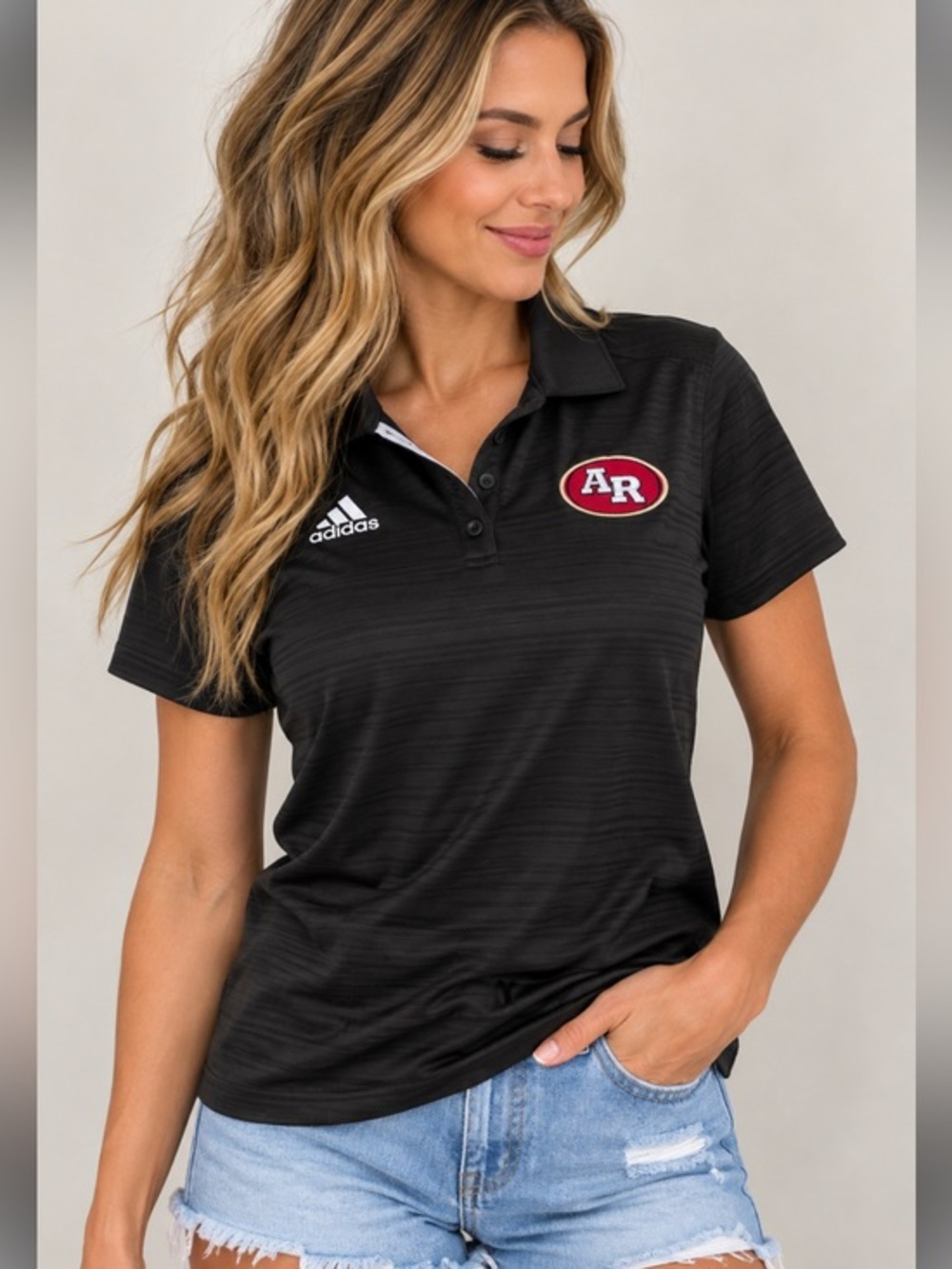 Adidas University of Arkansas Razorbacks Black Climalite Polo Shirt Size Medium